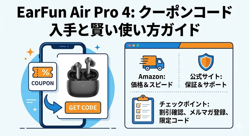当サイト作成：EarFun Air Pro 4のクーポンコード入手と使う方法図解
