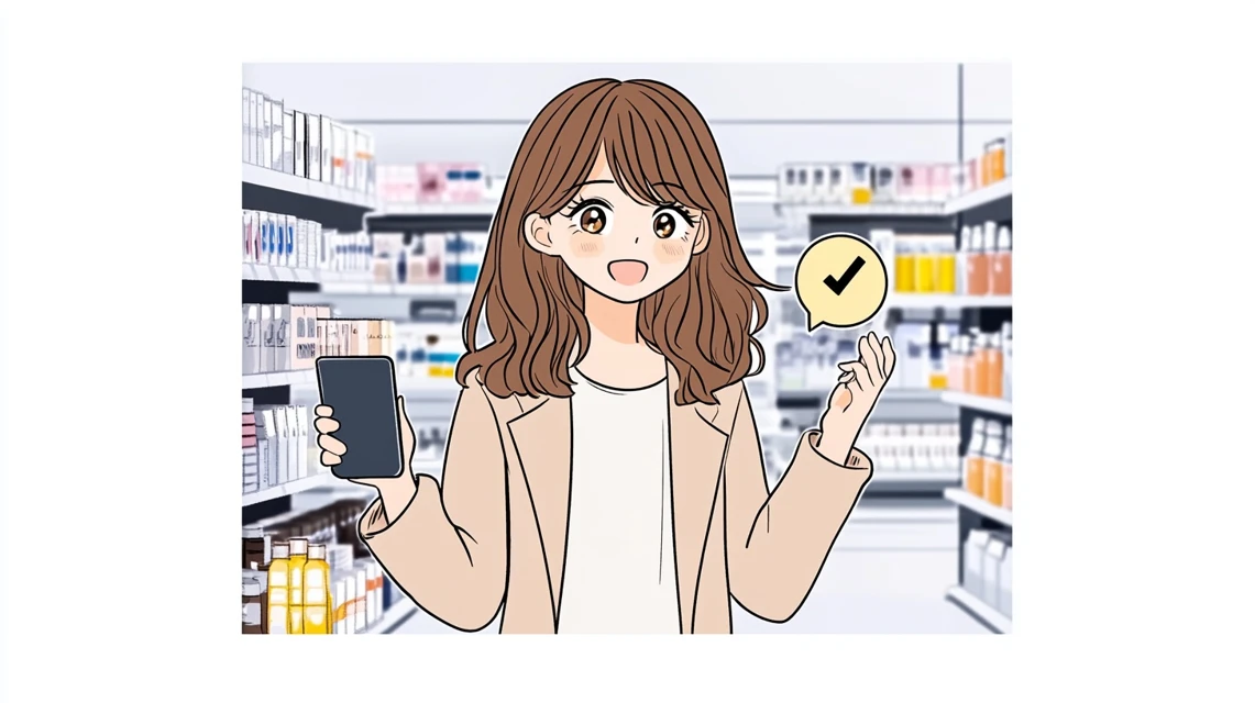 対象外商品一覧表を説明する女性