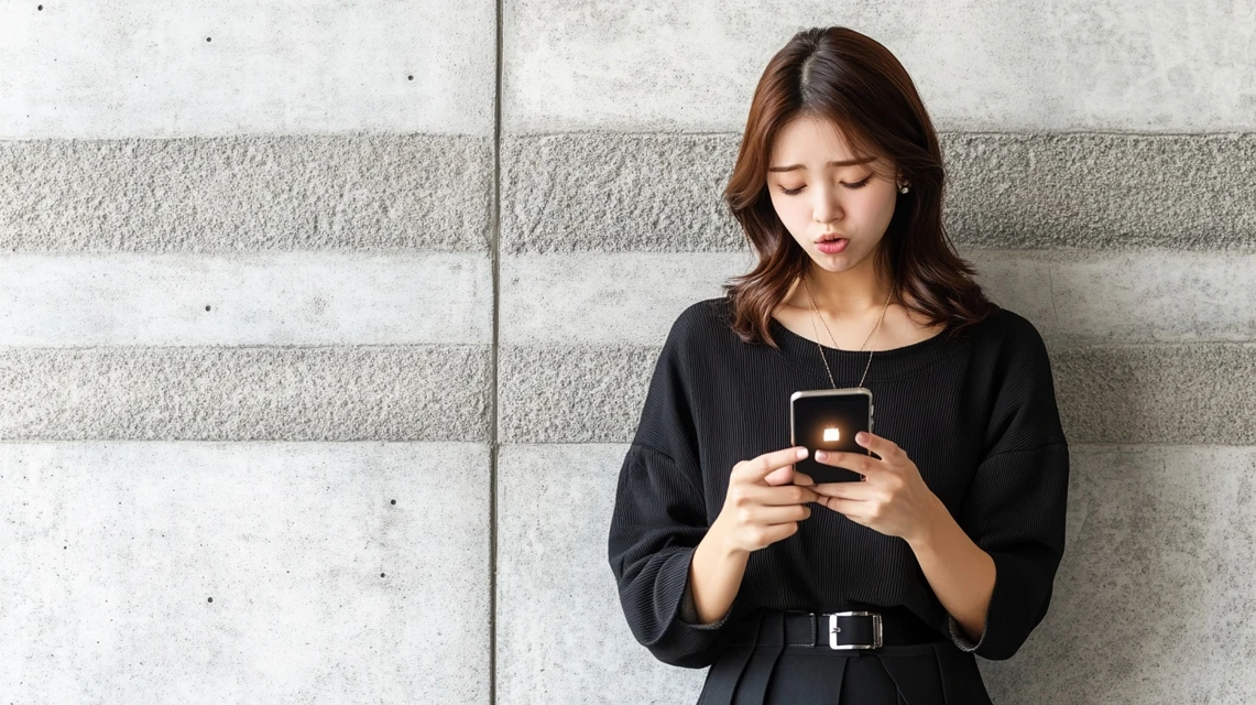 Zoffの誕生日クーポンが届かず確認している日本人女性のイメージ