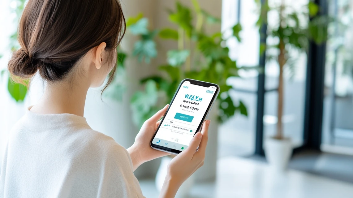 セカストアプリに登録して初回クーポンを受け取る場面のイメージ。通知や割引を連想させる。
