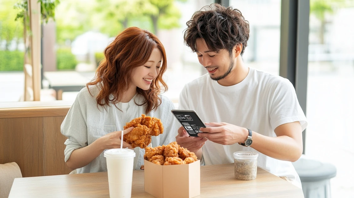 ケンタッキーの無料クーポン取得方法を活用し家族で食事を楽しむ日本人のイメージ