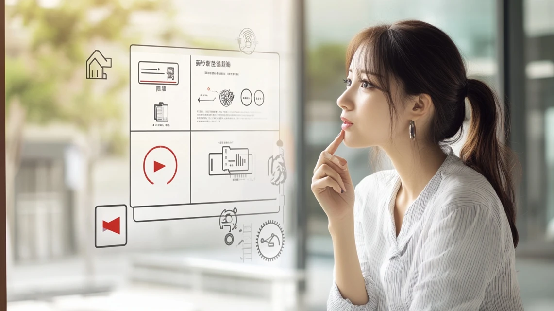 旅行予約サイトの国設定画面を操作しながら悩む日本人女性