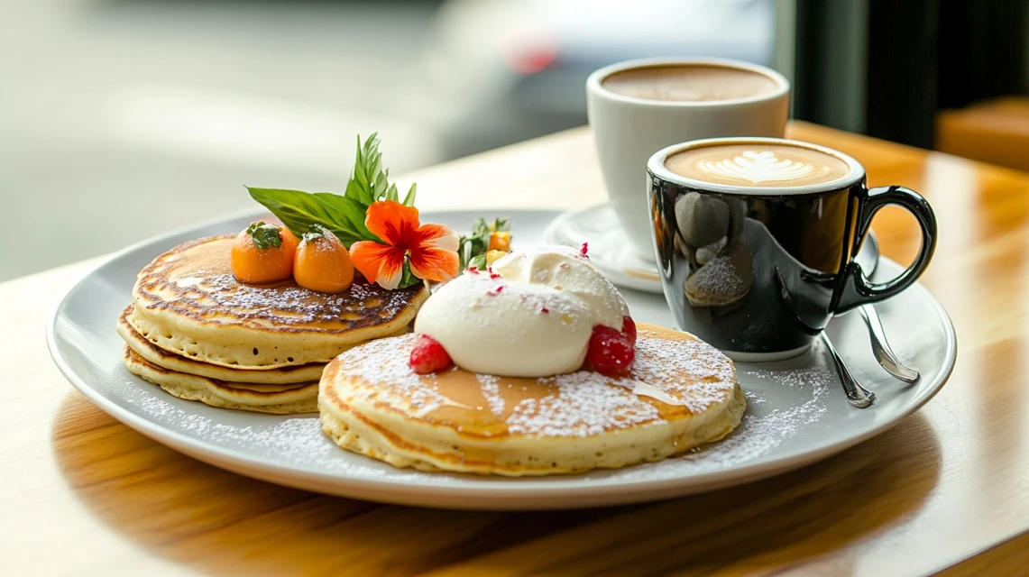 コナズコーヒーのクーポンで楽しめるパンケーキや朝食メニューの写真