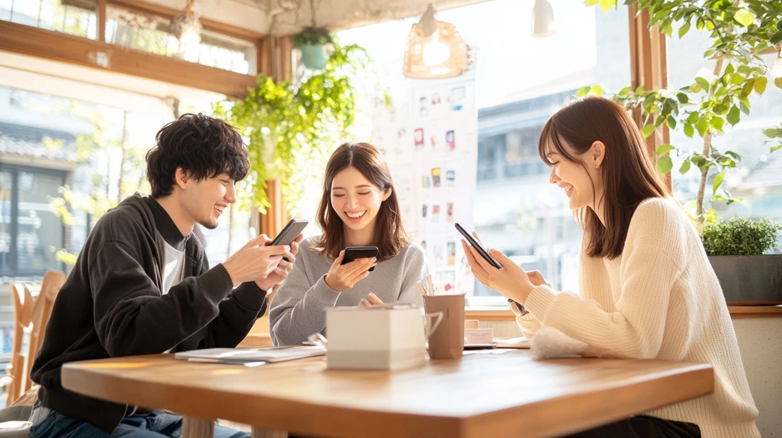 LINE経由のクーポンを友人と共有する日本人の2人組