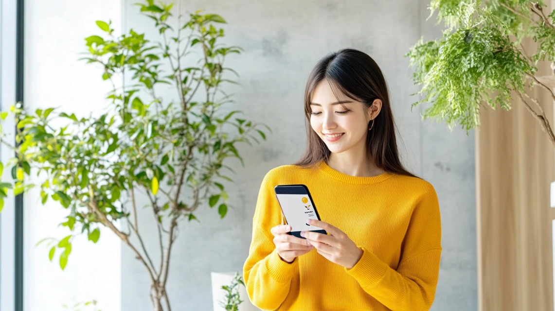 りらくるの初回クーポンを利用する日本人女性イメージ画像
