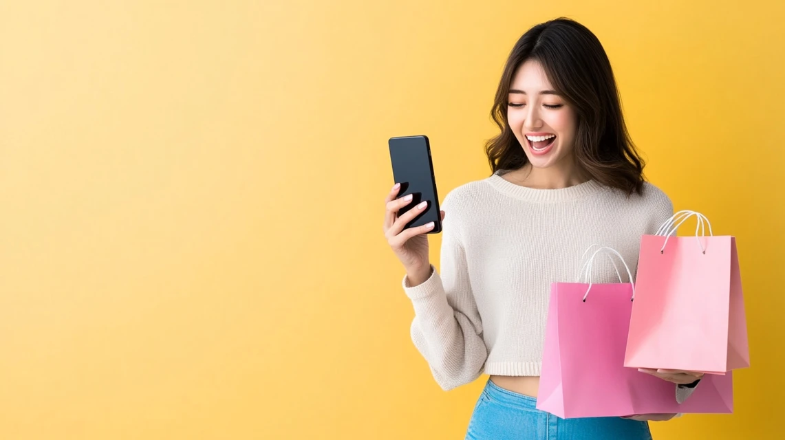 楽天でマイトレックスをクーポン利用して購入している女性イメージ