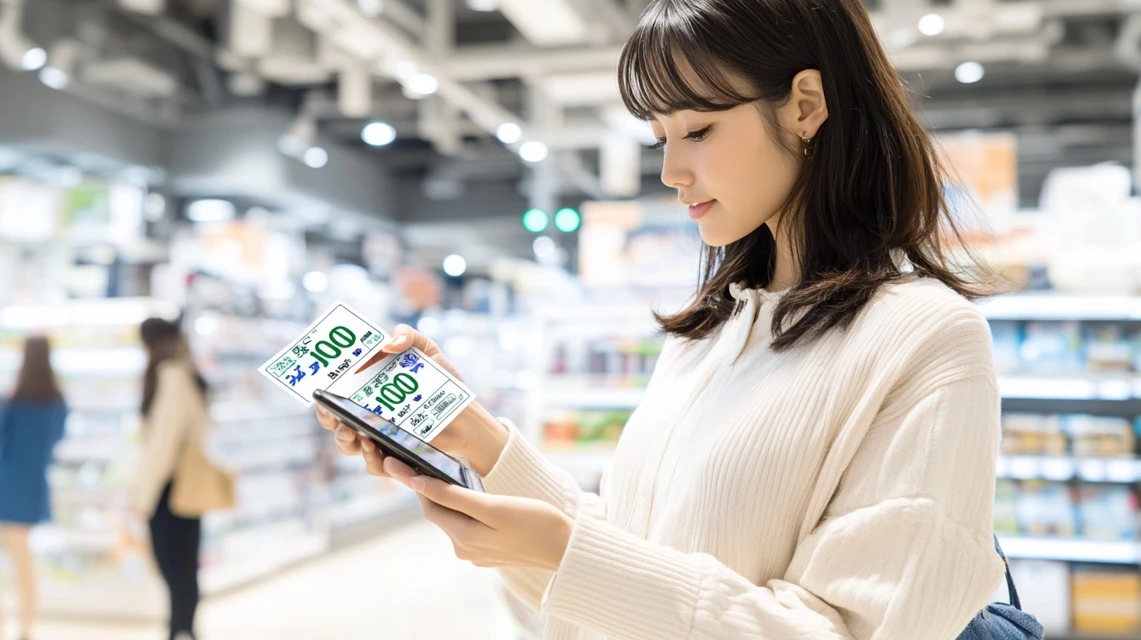1000円と1500円のクーポンを比較しながら考える日本人女性