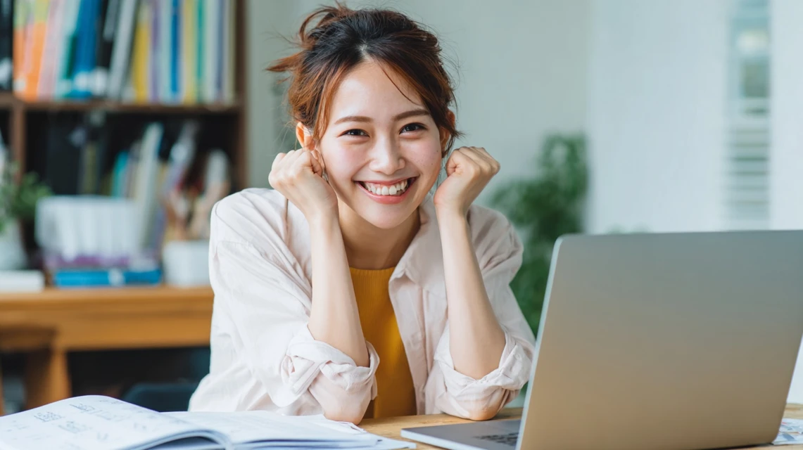 fpキャンプのクーポンコード割引制度を使ってお得に学習を始める日本人女性のイメージ
