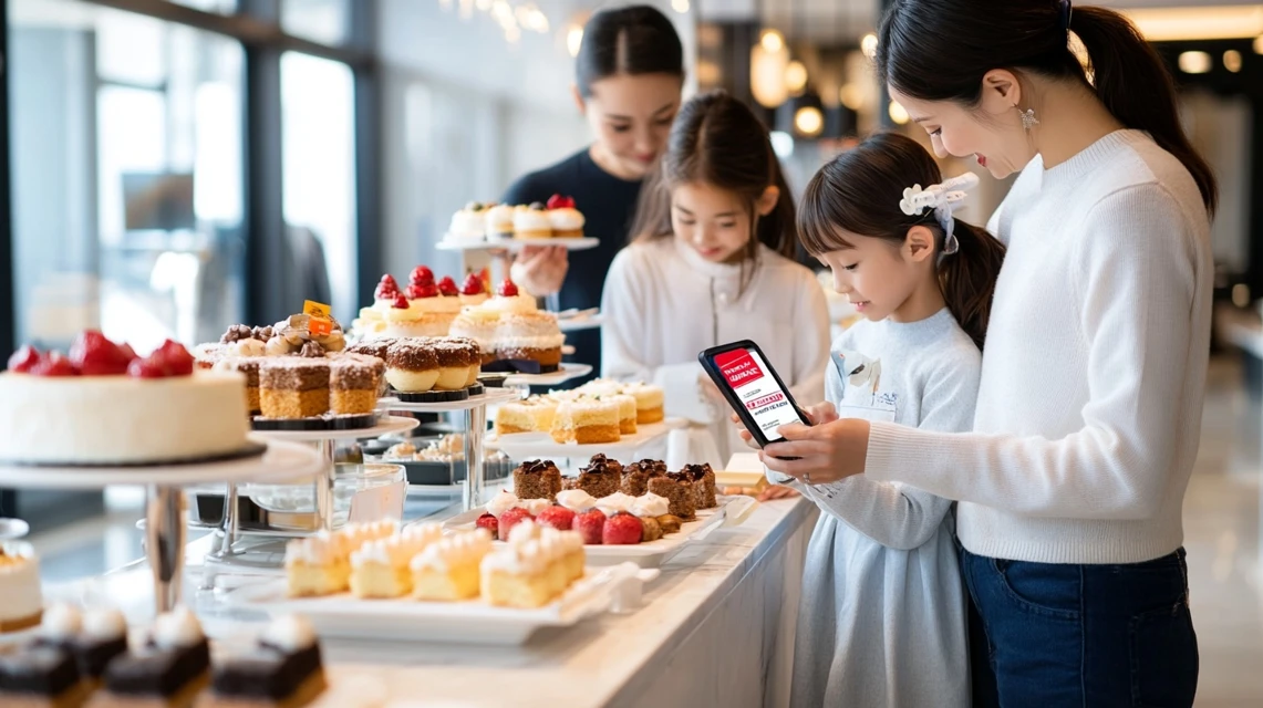 唐津シーサイドホテルのランチクーポンが食べ放題で利用できるか考えている様子