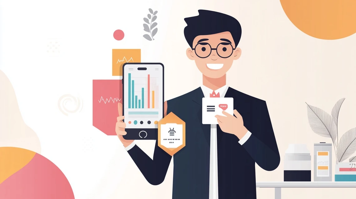 JALが発行するプロモーションコードの仕組みをイメージした男性イラスト