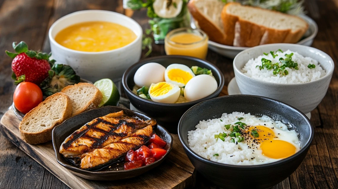 焼き魚や天ぷら、野菜料理が並ぶ和風ランチバイキング