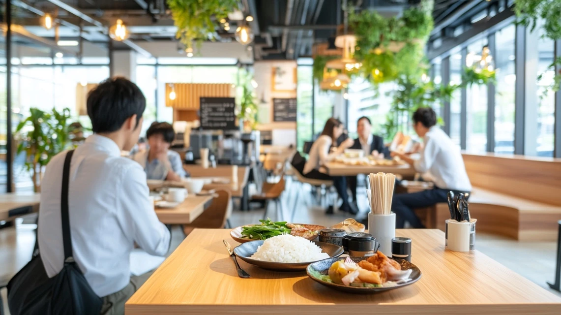 コナズコーヒーでランチメニューをクーポンを活用して注文している日本人客