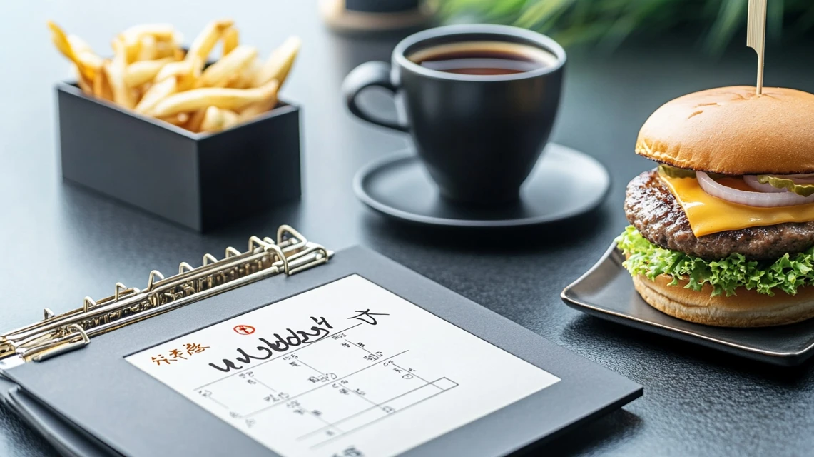 カレンダーとモスバーガーのセットメニューを組み合わせた割引イメージ