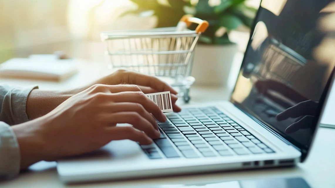 オンライン購入画面でクーポンコードを入力する日本人の手元のイメージ