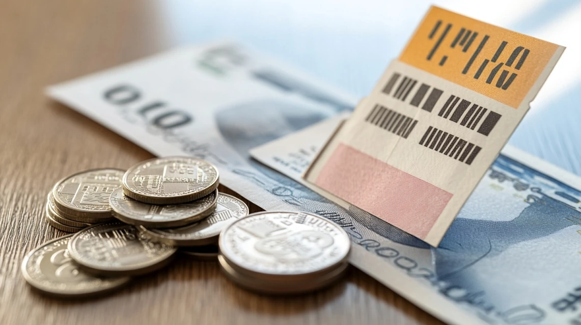入浴券と日本円硬貨を並べた料金イメージ