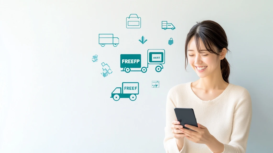 ikeaの送料無料クーポンの条件をlineで確認している日本人女性