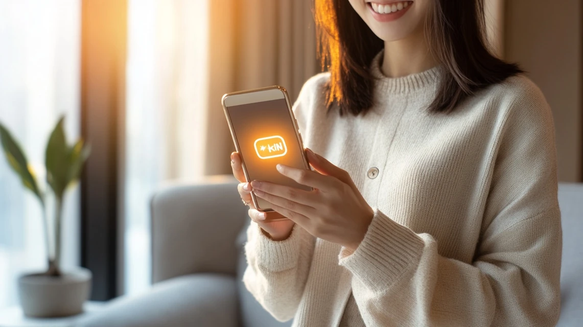 ツーハッチのサイトを開いてクーポンコードを入力している日本人女性