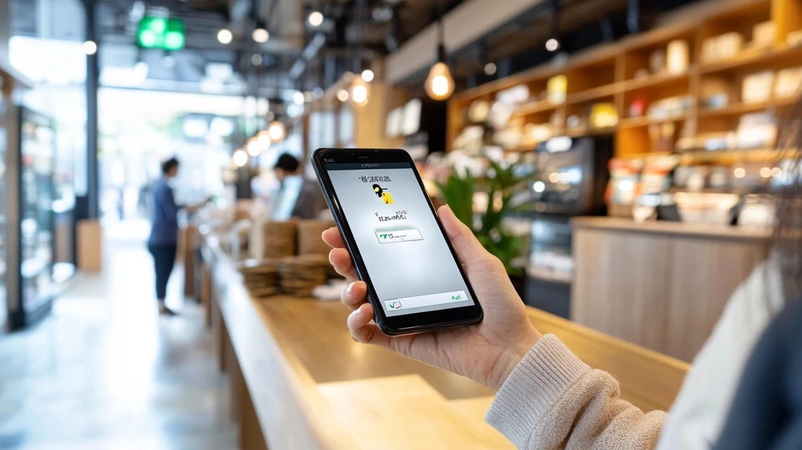 スマートフォンでエラーメッセージを見て戸惑う日本人利用者のイメージ