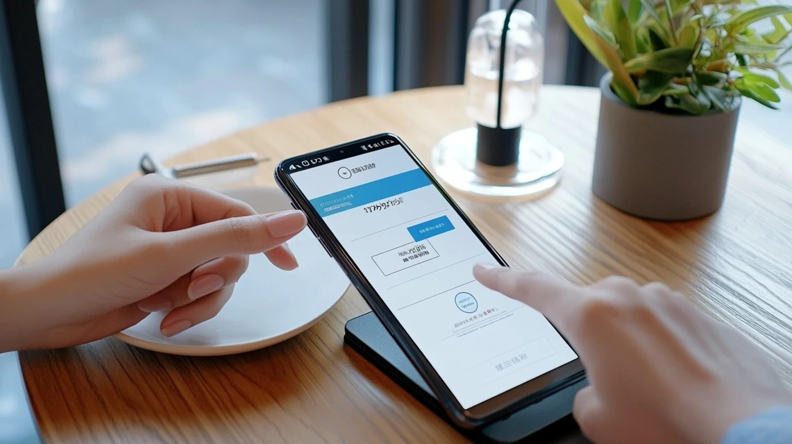 スマホのエラー表示を見て困惑している日本人

