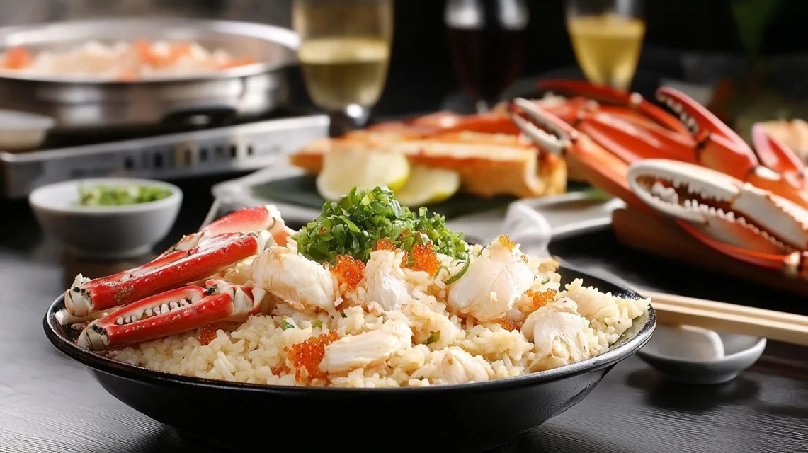 つくば店でランチタイムにクーポンを使ってシーフード料理を楽しむ日本人グループのイメージ