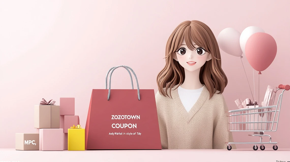 ZOZOの日替わりクーポンをスマートフォンでチェックする日本人女性のイメージ