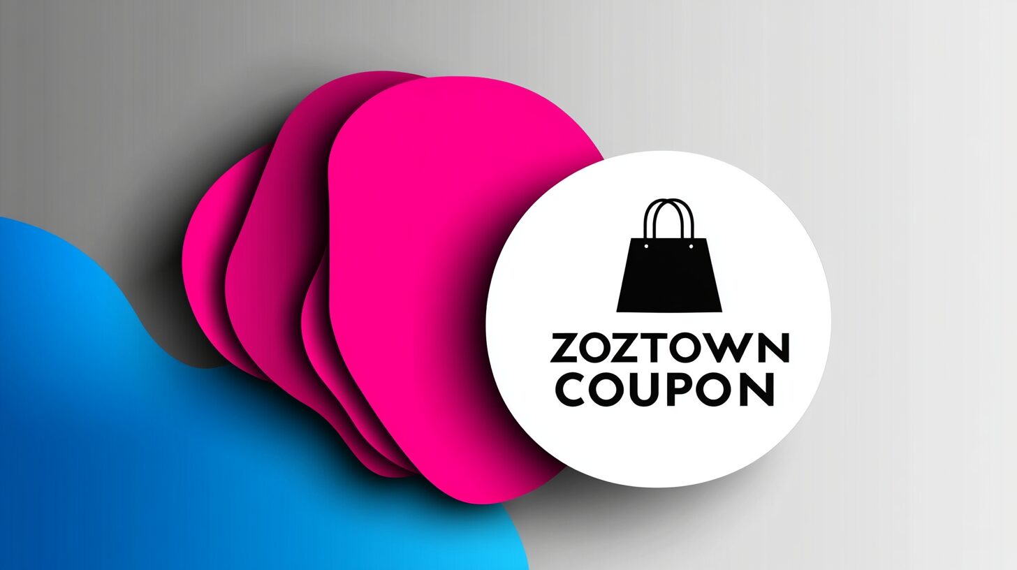 ZOZOTOWNのクーポンを象徴する黒いショッピングバッグとカラフルな背景のロゴ風イメージ