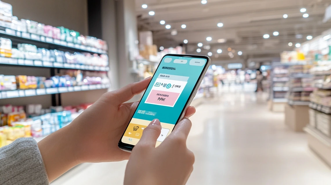 スマートフォンアプリで割引クーポンを適用している日本人利用者のイメージ
