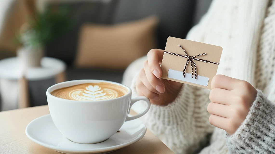 コーヒーを飲みながら交換した景品を楽しむ日本人