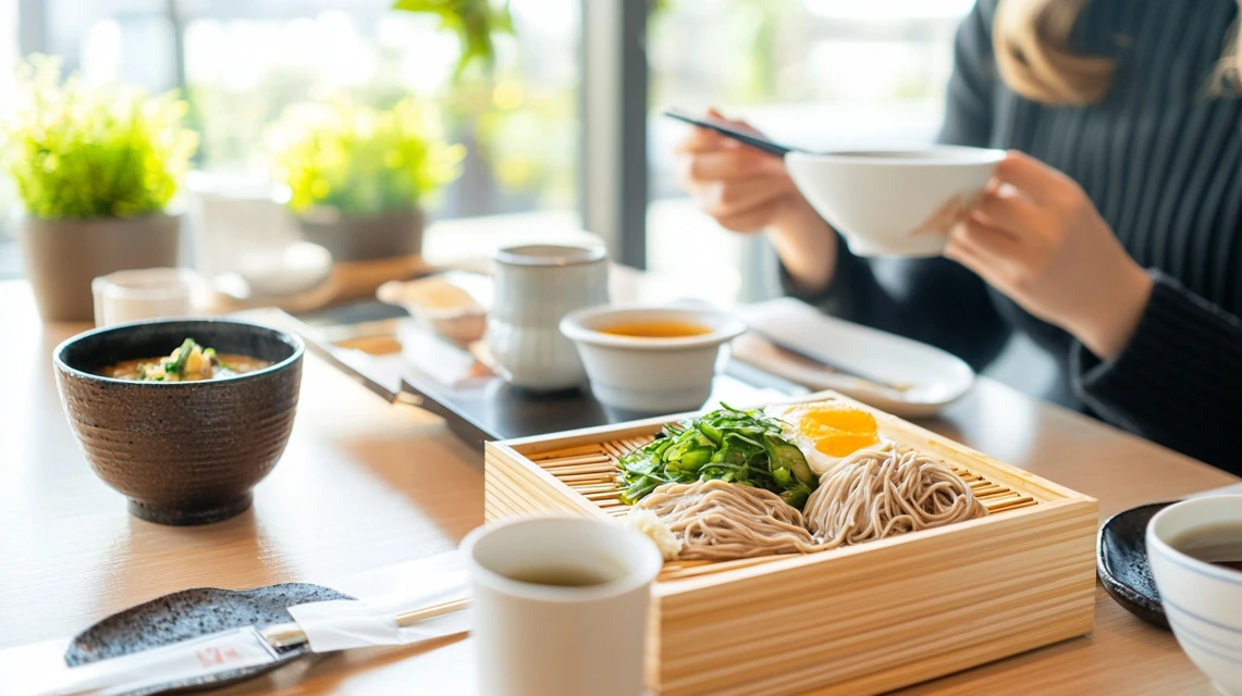 朝食とクーポンを組み合わせて使う場面。