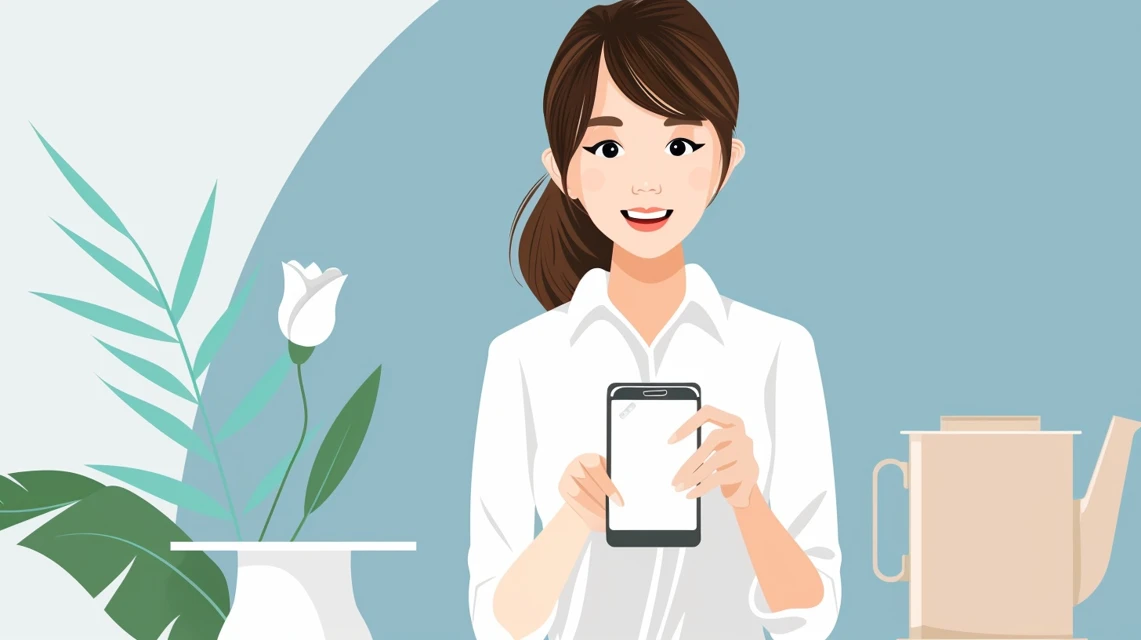 操作が簡単になったアプリ画面を見ながら、アイイオンのクーポンをスムーズに使う日本人