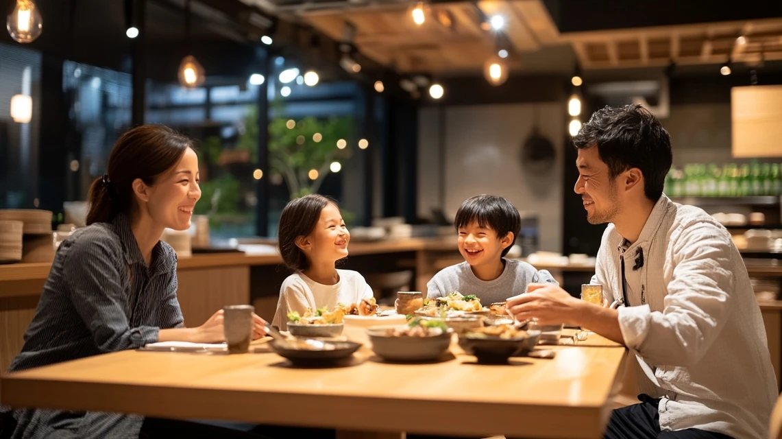 しゃぶ葉でクーポンを利用して20%OFFで満足そうに食事をする様子