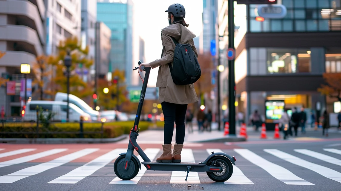 街中でループを利用している女性