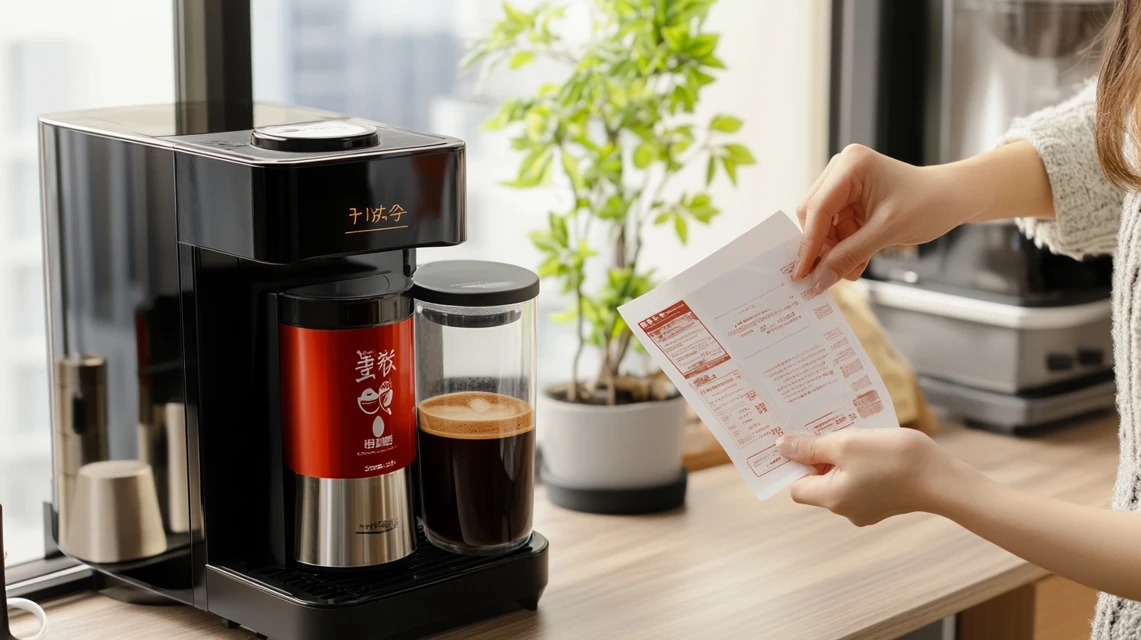 日本人が手順書を見ながらクーポン交換を進める様子