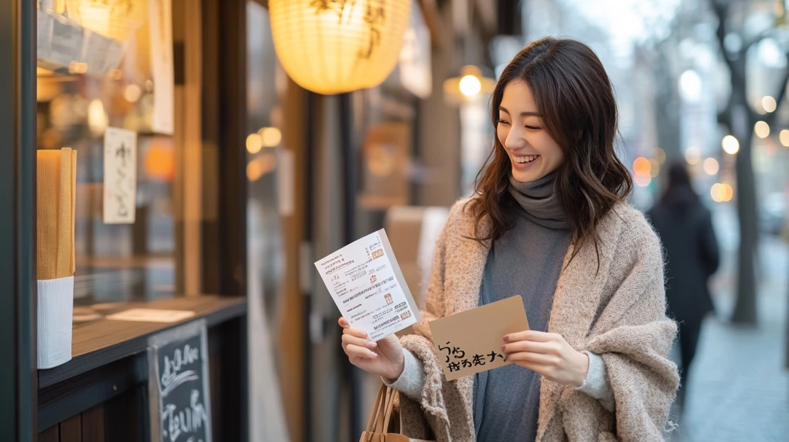 満足して店を後にする利用者の後ろ姿。
