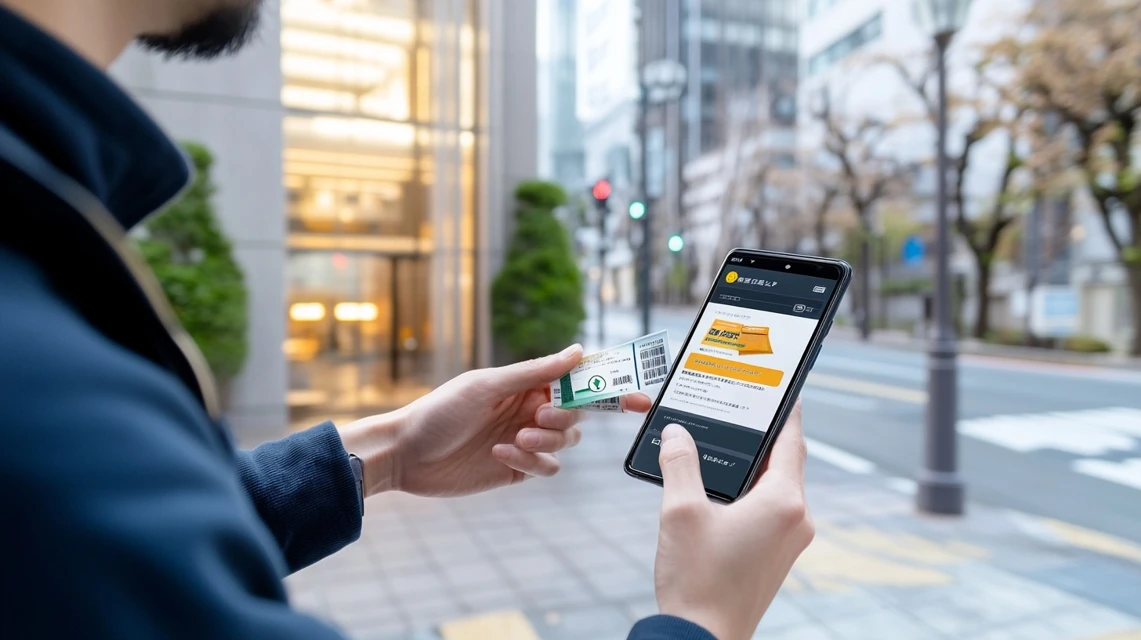 男性がスマホでサポート情報を確認