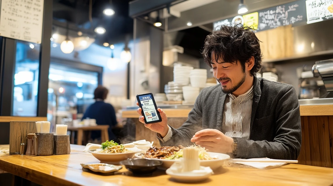 吉野家で3つ1000円キャンペーンを紹介する店内の情景