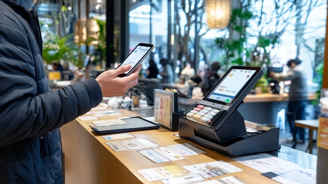 ゲンキーでスマホ決済クーポンを使う日本人男性