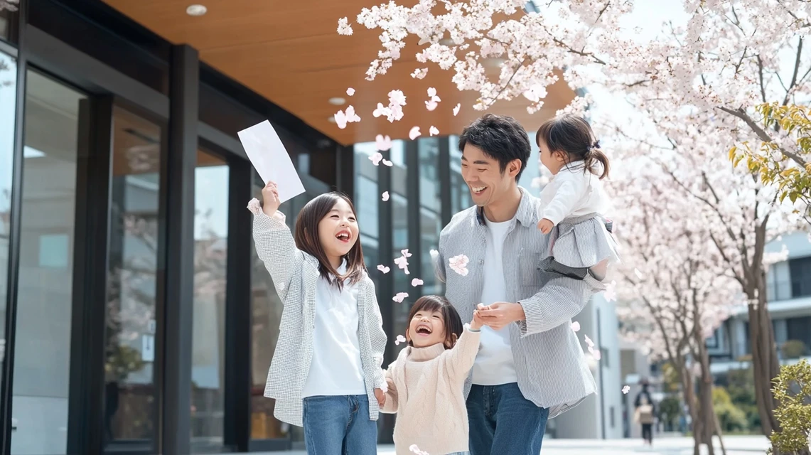 家族が無料入場日を楽しむ明るい様子