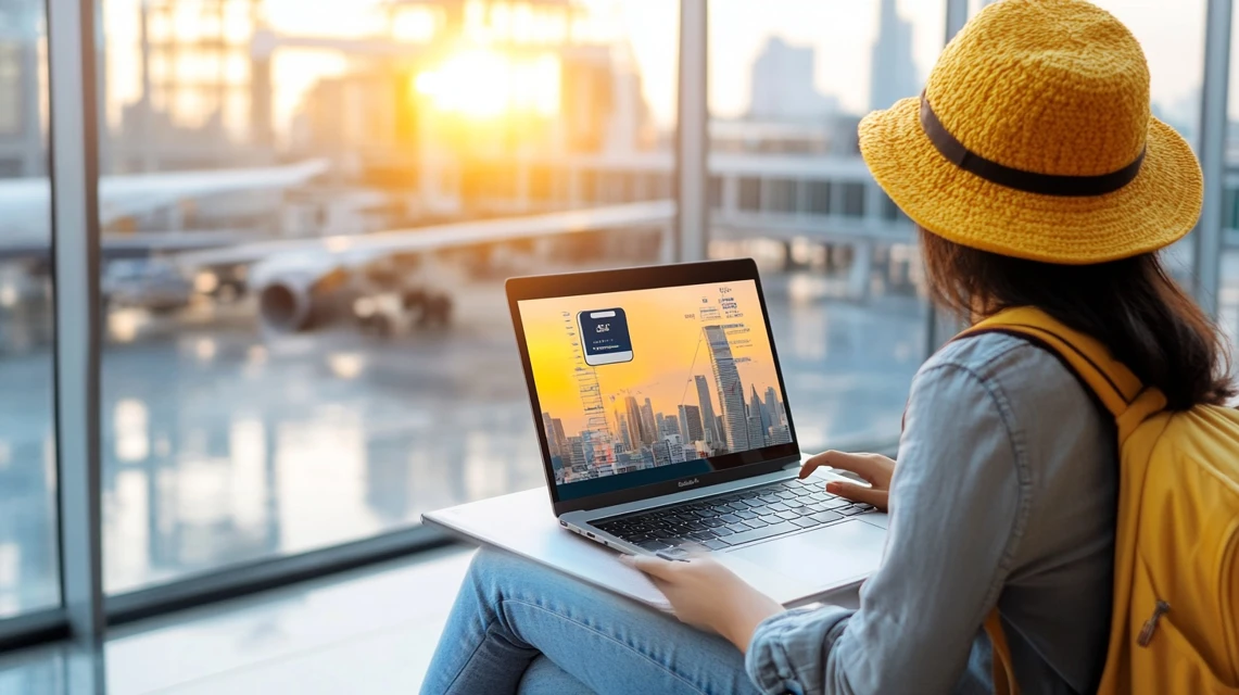 ワールドesimのデータ使用量を確認する日本人旅行者