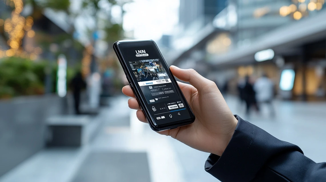 日高屋クーポンをLINEで表示して見せる日本人客の様子