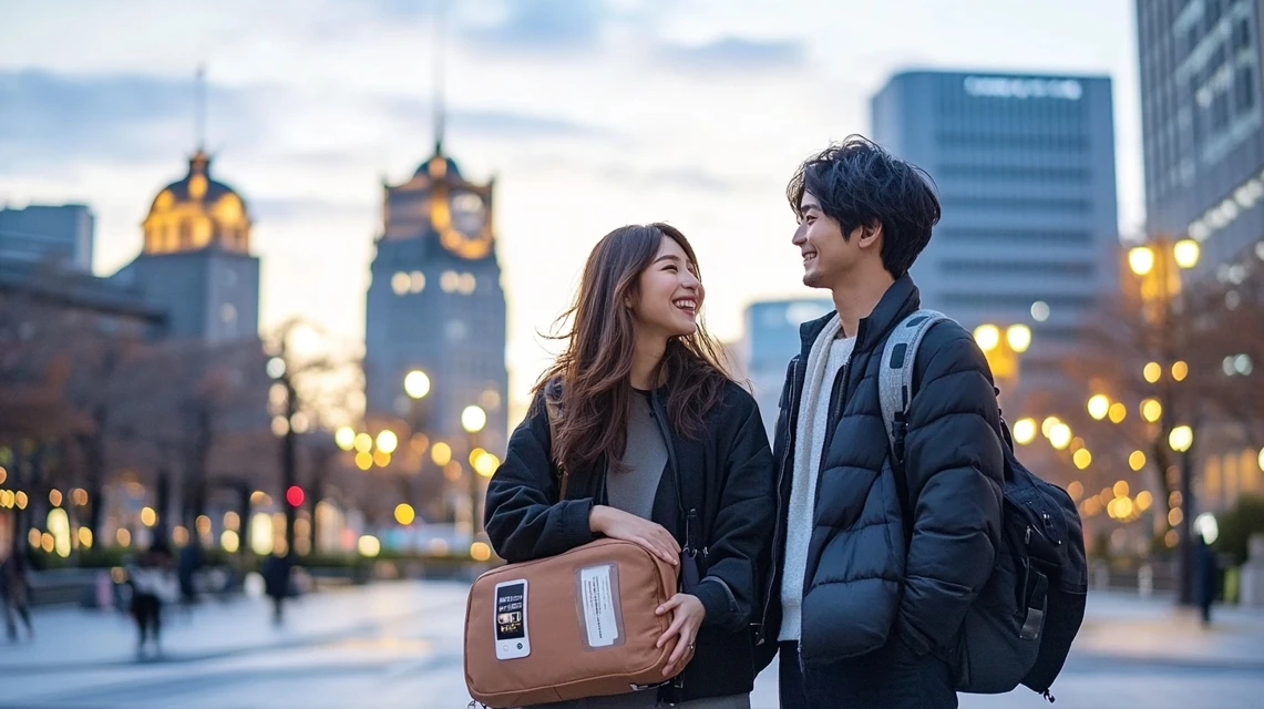 ワールドesimの通信不具合を確認する日本人旅行者の姿