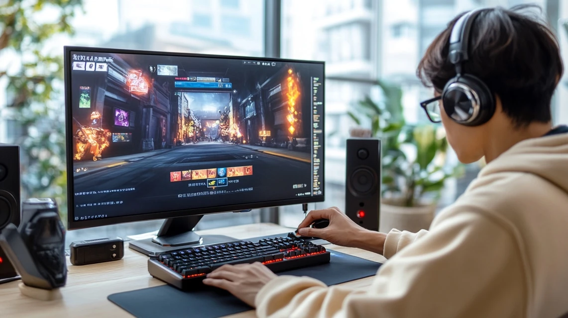 GearUPBoosterをPCに設定する日本人男性