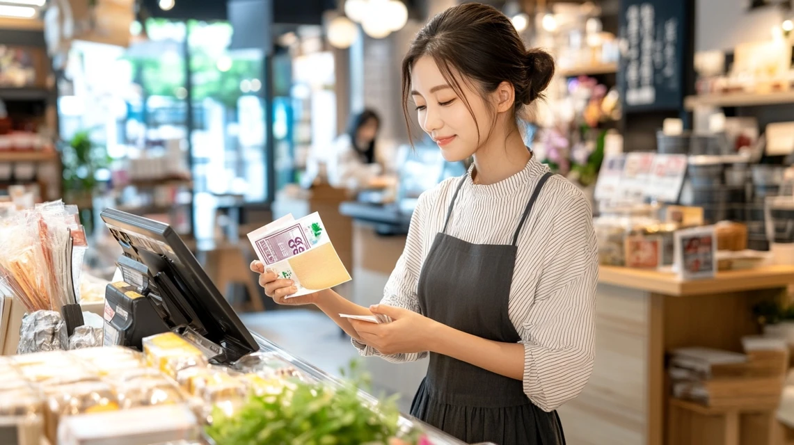 楽天24でレノアの700円クーポンを利用する日本人女性