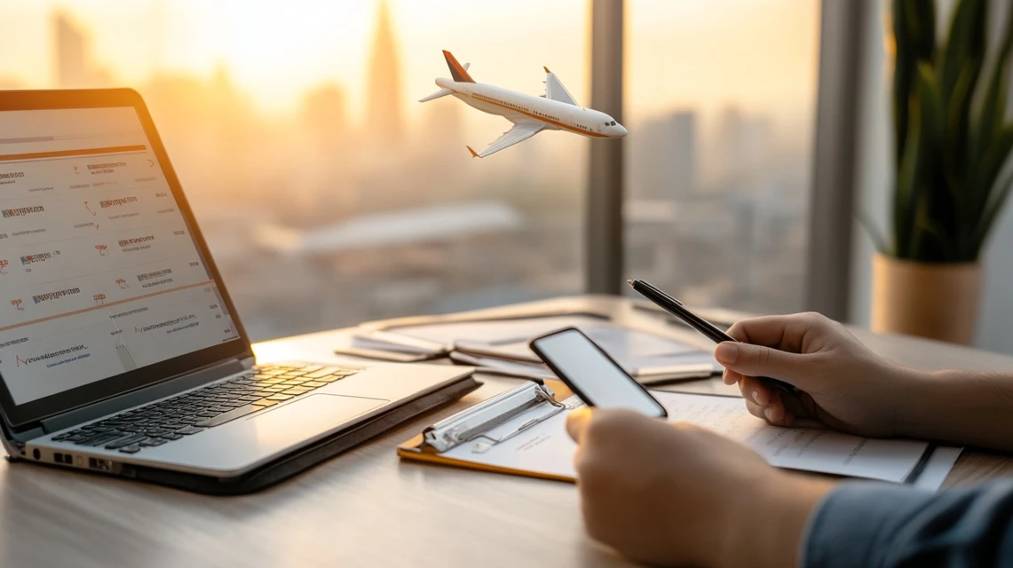 旅行者が割引率を比較しながらお得なクーポンを検討する場面
