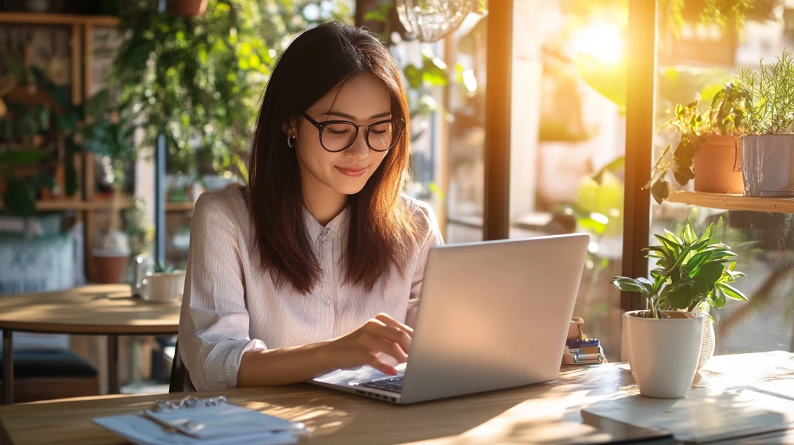 ムビチケの安全なクーポンコード入手方法を調べる日本人女性
