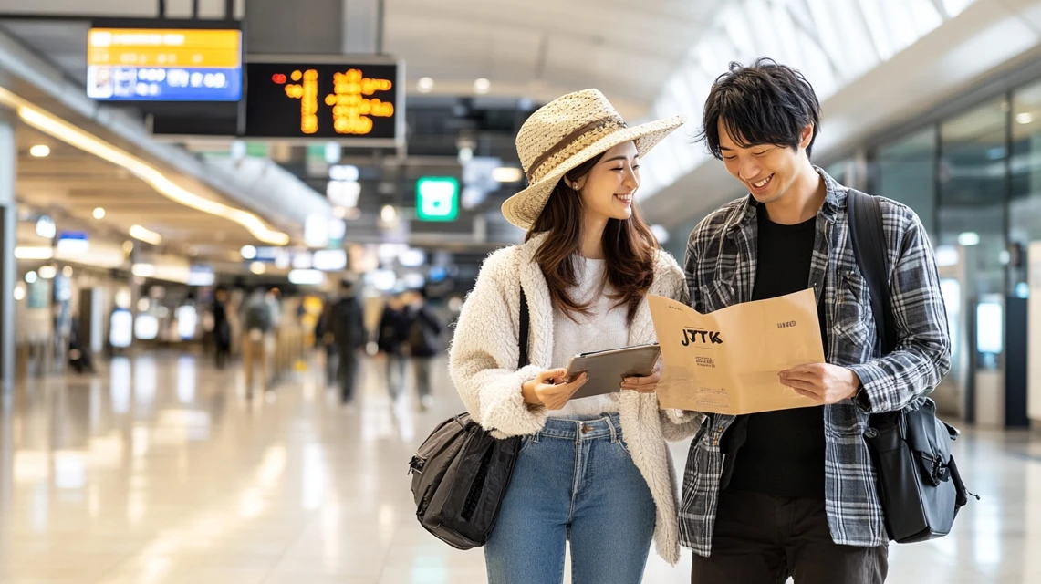 JTBクーポンを使って旅行費を節約する日本人カップル