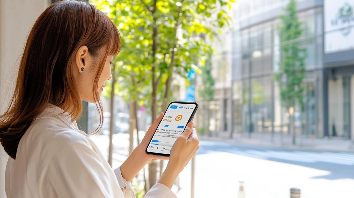 女性がスマホでライブ配信を視聴している様子