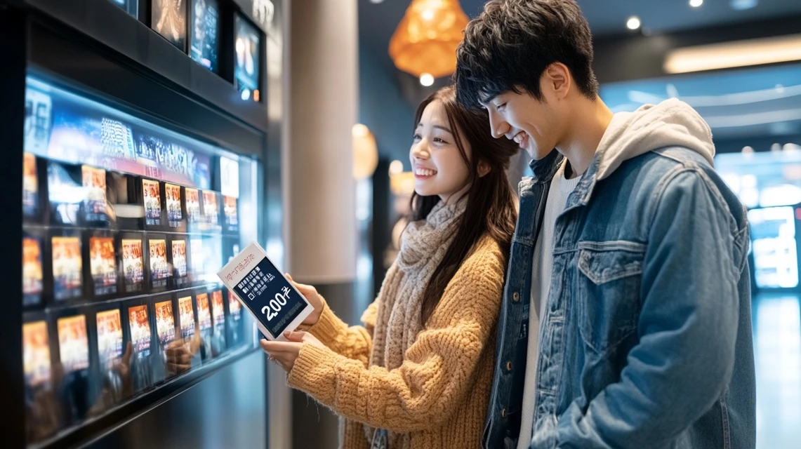 ムビチケ2000円分クーポンを利用する日本人カップル
