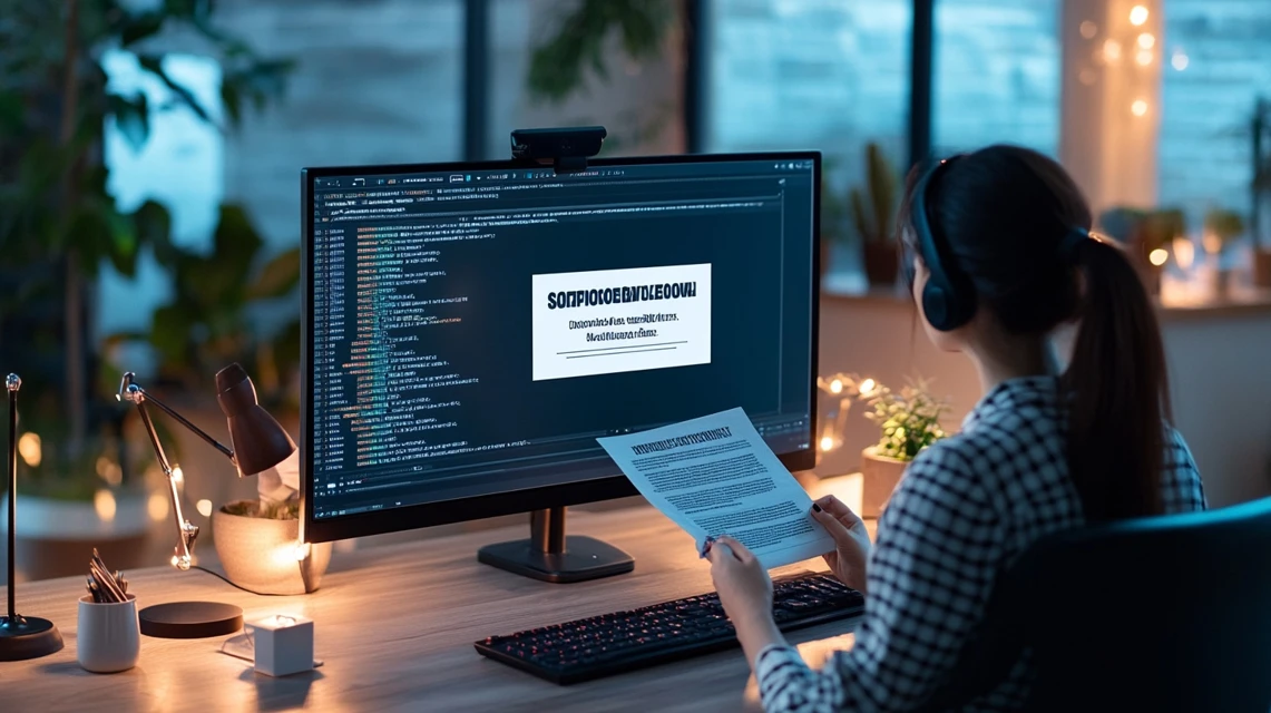 GearUPBoosterの注意事項を読む日本人女性