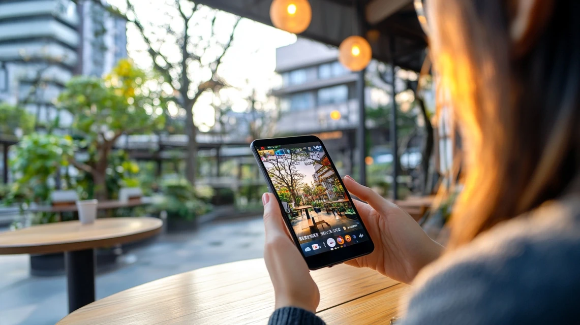 女性がLINE通知でクーポンを受け取る様子